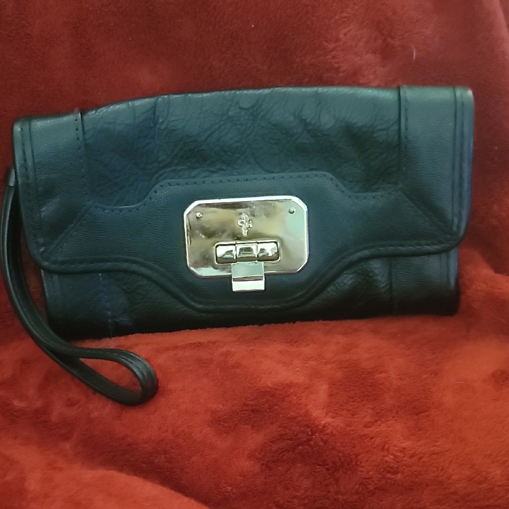 Cole Haan Vintage Isabelle Black Leather Wristlet Clutch